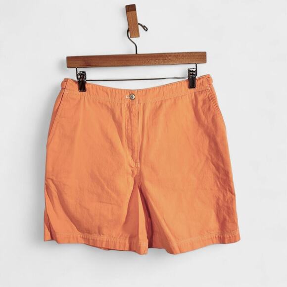 Lauren Ralph Lauren Chino Shorts High Rise Orange Cotton Size 10 Coastal Preppy - Picture 2 of 6